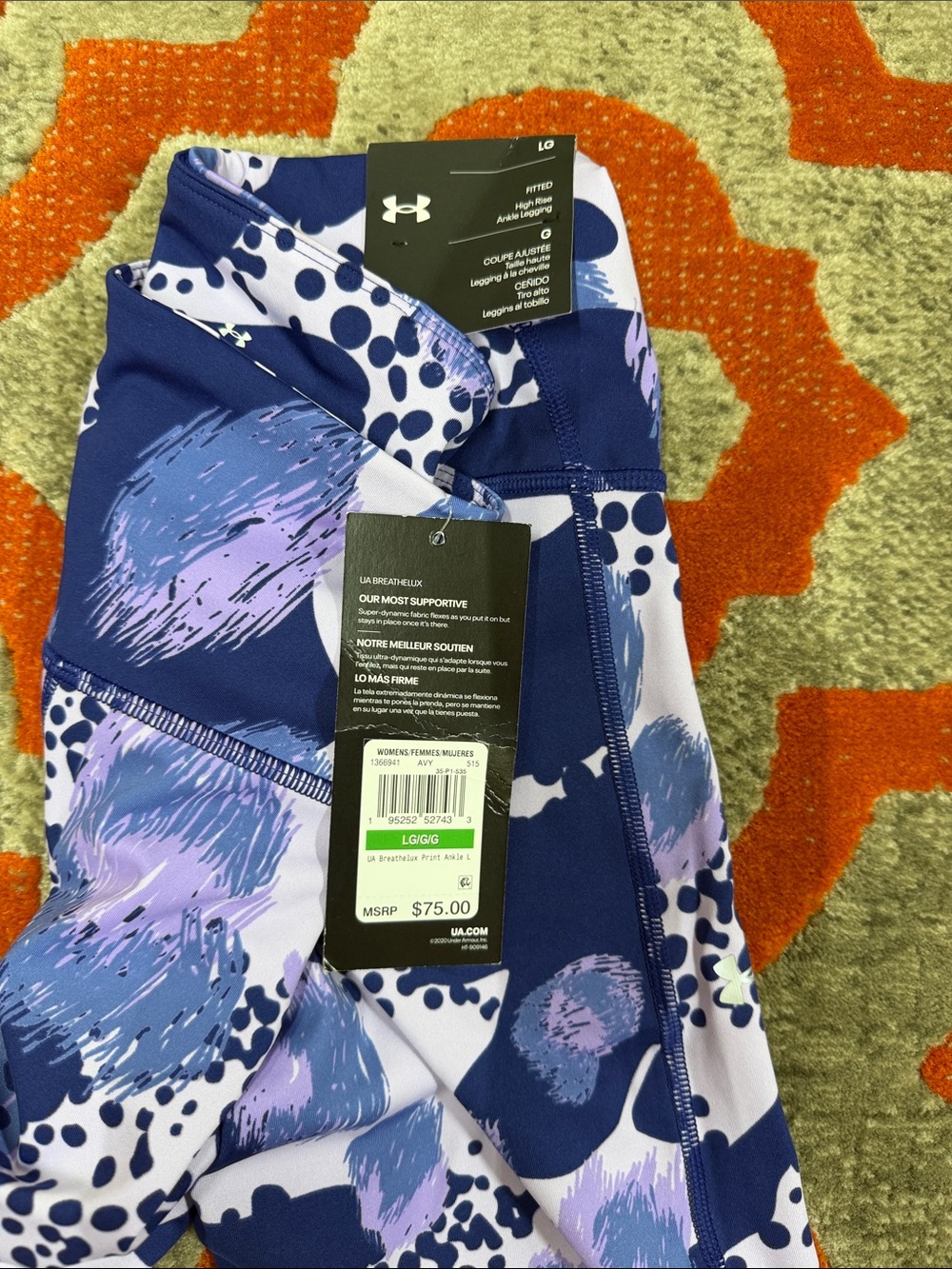 Under Armour Navy & Lavender Womens Printed Performance Leggings